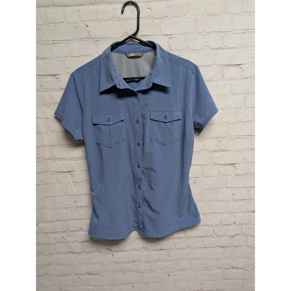 The North Face Short Sleeve Taggart Woven Vented Button Shirt Blue Med NWOT 192